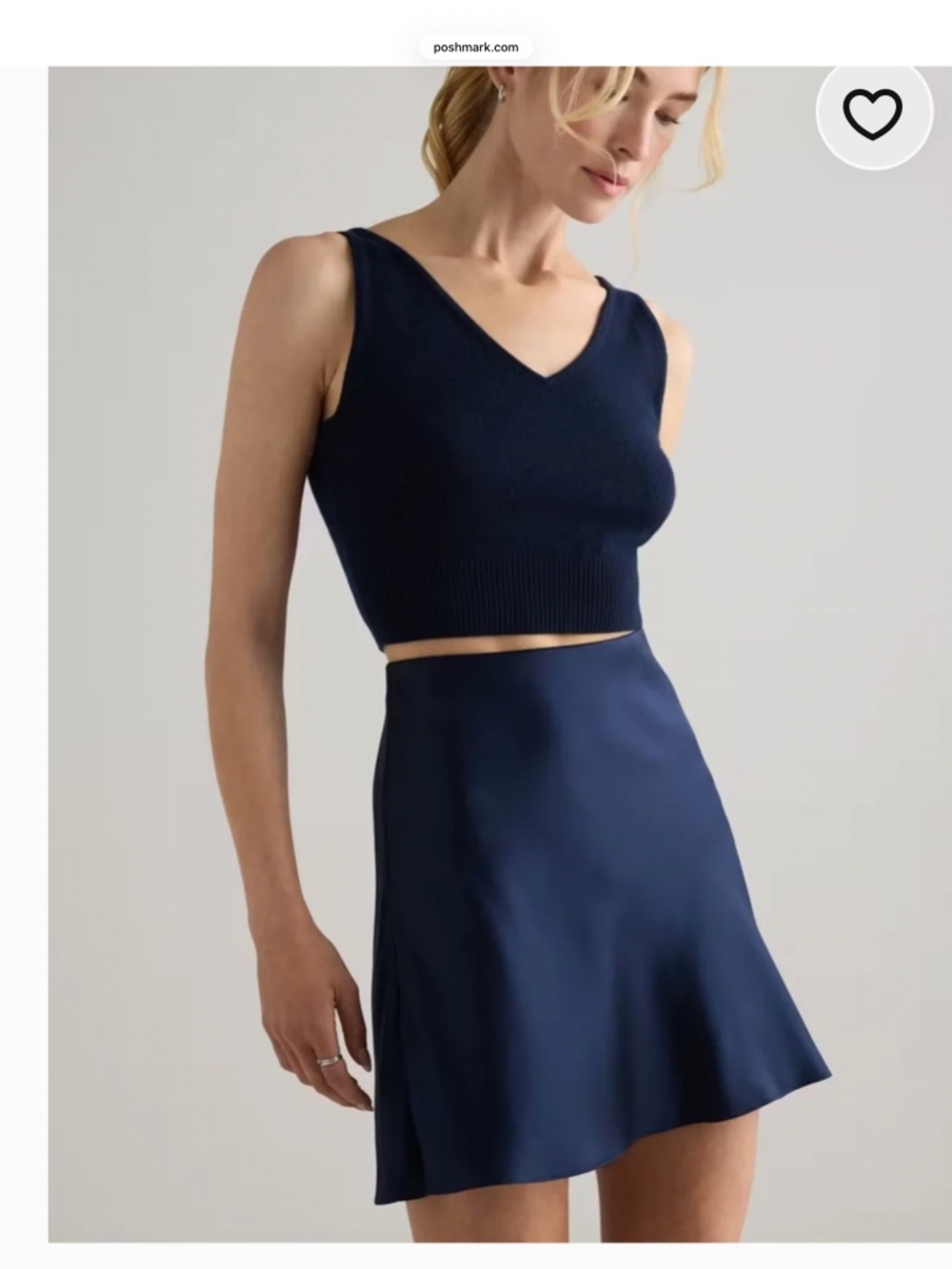 Quince Washable Silk Mini Skirt in Navy Blue